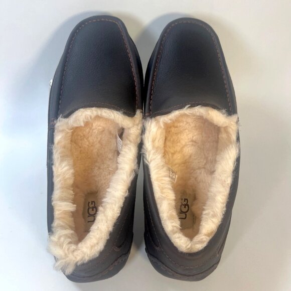 Ugg Ascot Dark Spice Slippers Men Leather Shearling Winter Shoes Size US11 - Picture 5 of 9